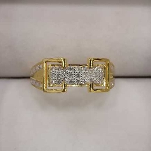 22K Gents Gold Designer Diamond Ring