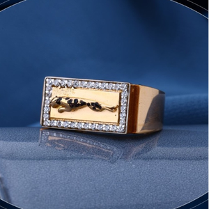 22k yellow gold Jaguar cz ring for mens r18-7