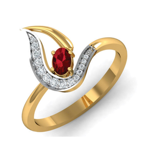 14KT GOLAD RED STONE RING