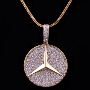 18kt mercedes shaped designer diamond pendant