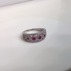 92.5 silver red stone ladies ring