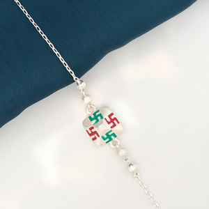 925 Silver Swastik Design Rakhi