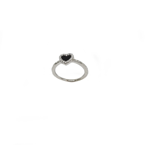 Black Heart Ring In 925 Sterling Silver MGA -