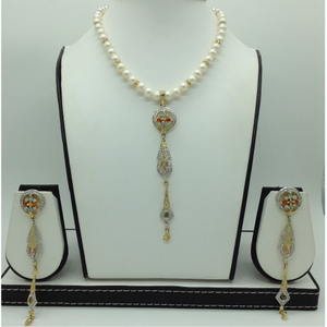Multiclour cz pendent set with round pearls