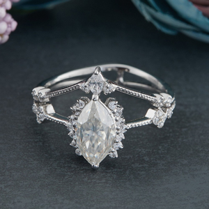 1.37ct Marquise Moissanite Ring in Silver