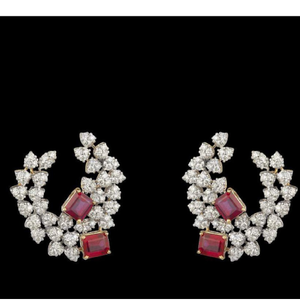Diamonds and Ruby Earrings&nbsp;JSJ0118