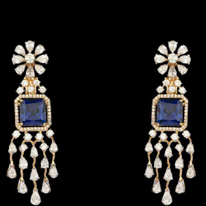 Diamonds and Blue Sapphires Earrings&nbsp;JSJ0100