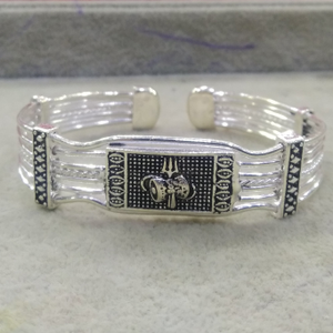 Silver Casual Wear Designer Trishul Logo Brac