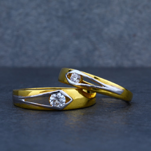 22K Daily Wear Solitaire Gold Couple Ring-CR3