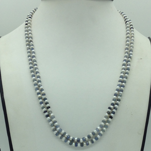 White Flat Pearls with Blue Sapphires Beeds 