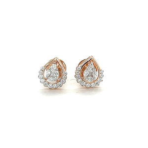 14k Rose Gold and Diamond Teardrop Earrings S