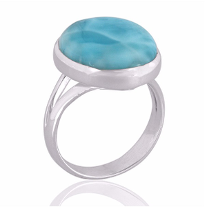 Larimar Gemstone 925 Sterling Silver Ring