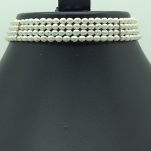 Freshwater White Oval Pearls 4 Layers Choke