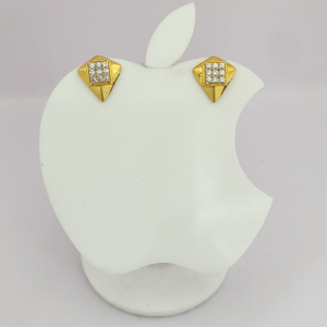 18K Gold Exclusive Square Shape Stone Earring