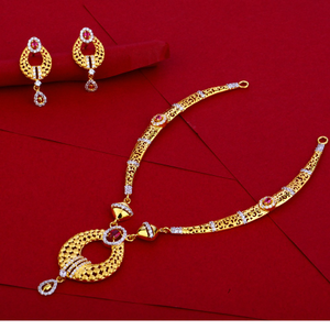 22KT Gold Hallmark  fancy CZ Necklace Set LN5