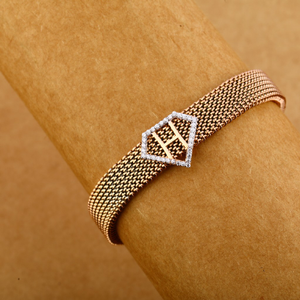 750 Rose Gold Men's Delicate Leather Bracelet