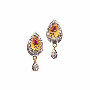 Fancy Drop Shaped Earrings 22k Gold