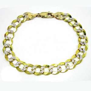 18 Kt Real Solid Yellow Gold 2 Tone Men's Bra