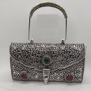 blissful floral motifs with gemstone hand bag