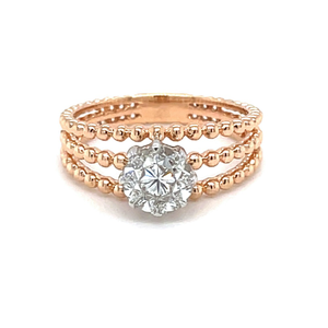 Three Lines Solitaire Effect Ring in Rose Gol