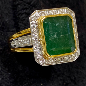 Emerald with Diamond Ring