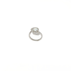 White MOP Diamond Ring In 925 Sterling Silver