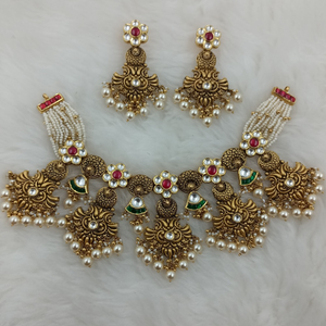 916 Gold Antique Bridal Necklace Set