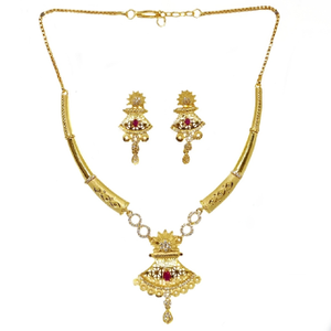 Fancy 1 gram gold plated necklace set mga - s