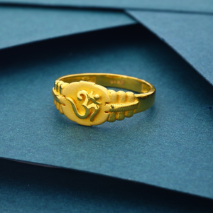 22k 916 OM Design Matt Finish Work Gold Ring 