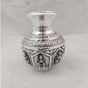 92.5 pure silver lakshmi vase in high embossi
