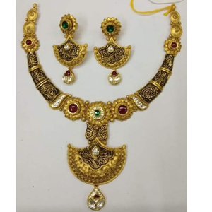 916 gold antique jadtar necklace
