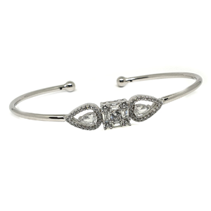 925 Sterling Silver CZ Diamond Designer Squar