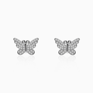 Silver zircon butterfly studs