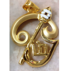 22kt gold plain casting tamil om  pendant