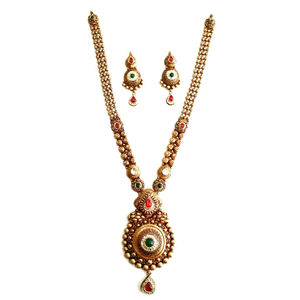 916 gold antique necklace set mga - gn028