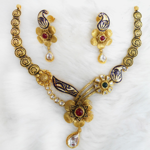 916 Gold Antique Wedding Necklace Set RHJ-558