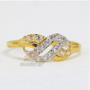 22ct 916 Yellow Gold CZ Diamonds Ladies Ring 