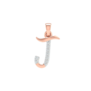 18K Rose Gold Real Diamond J Letter Pendant M