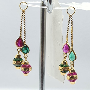 Gold 18.k Green And Red Fancy Latkan Ser