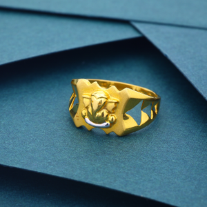 22K 916 Ganesh Design Plain Gold Ring For Men