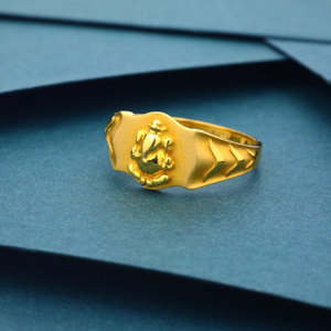 22k 916 Ganpati Design Matt Finish Gold Ring 