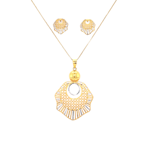 Radiant Gold Pendant And Earrings Set