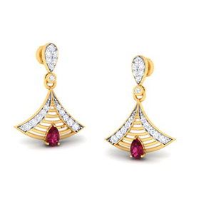 red stone jali earring