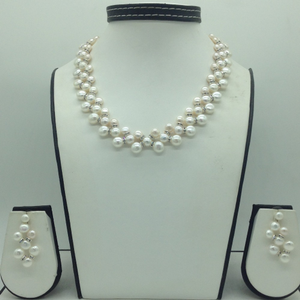 Freshwater White Button Pearls ZigZag Necklac