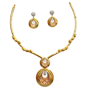 22K Gold Modern CZ Diamond Necklace Set MGA -