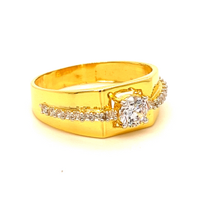 22k yellow gold elegant single stone cz  ring