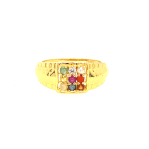 22k yellow gold navratan ring
