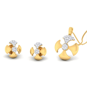 22k gold cz star gaze pendant set
