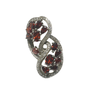 925 Sterling Silver Orange Diamond Cut Ring M