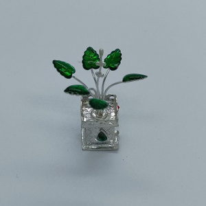 silver tiny tulsi pot for pooja